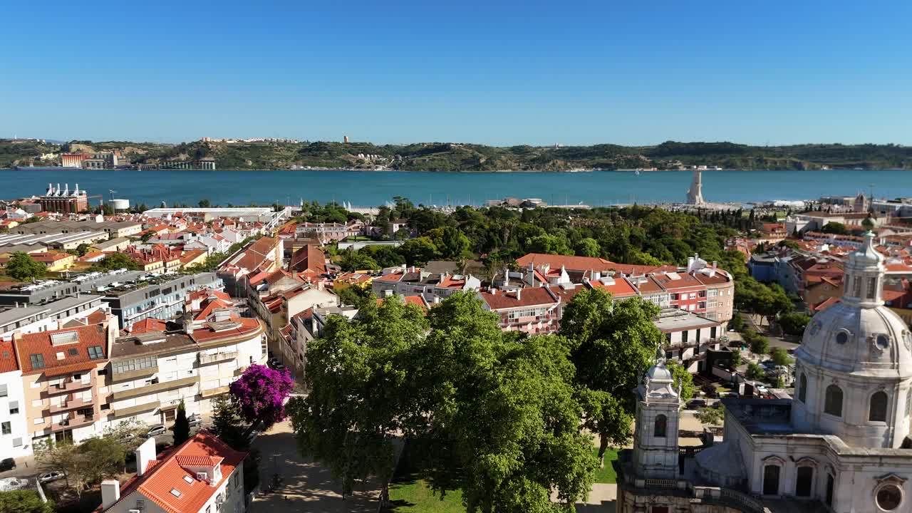 Panoramic View of Lisbon Cityscape and Tagus River