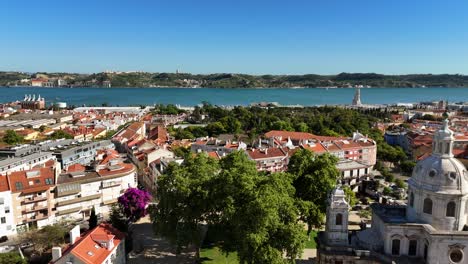 panoramic view of lisbon cityscape and tagus river