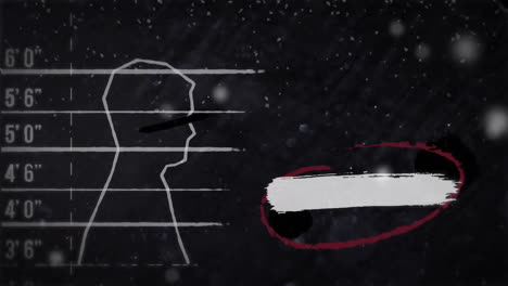 animation of drawing of man and shapes over snow falling