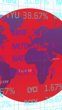 animação do registo de estatísticas financeiras e mapa do mundo sobre a bandeira do japão