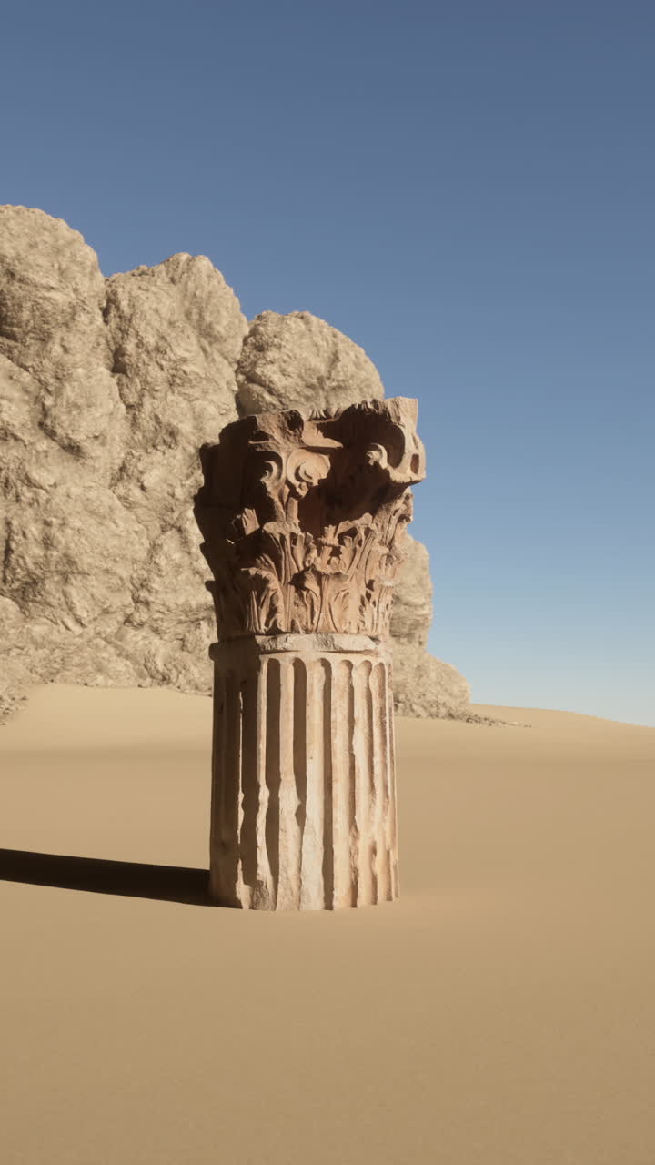 antigua columna de piedra en el desierto