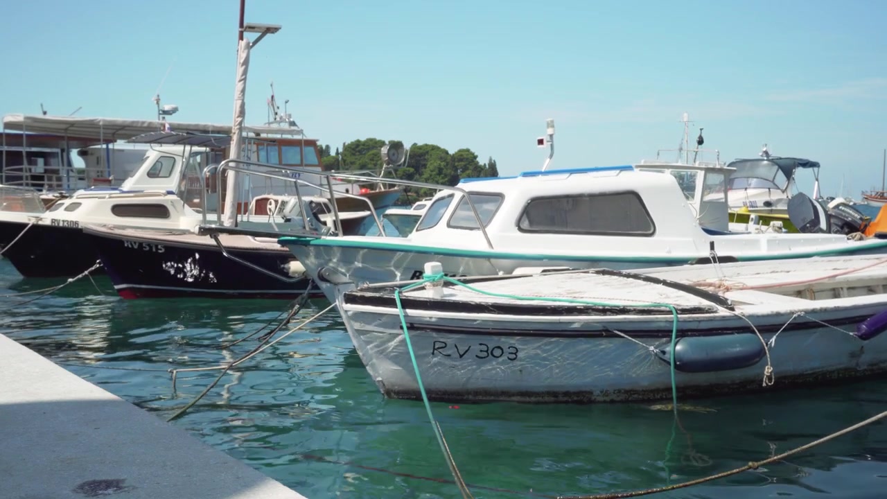 Diverse piccole imbarcazioni che ondeggiano pacificamente in un porticciolo