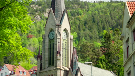 Beautiful-close-up-of-Sandvikskirken-in-Bergen,-Norway