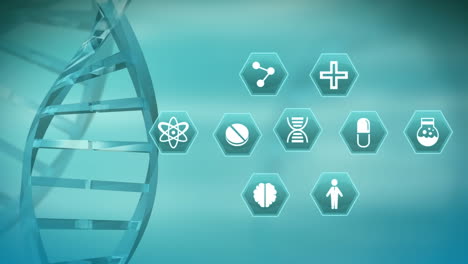 dna helix with medical science symbols