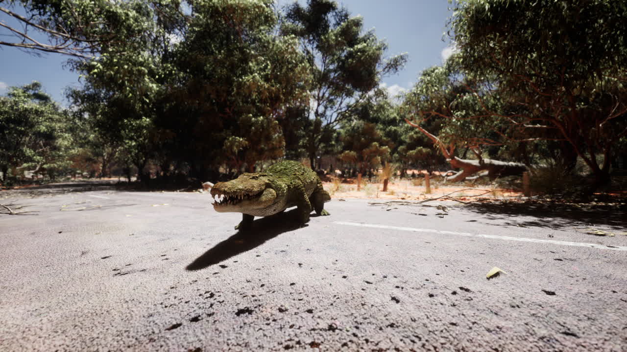 버려진 사막 에 있는 악어