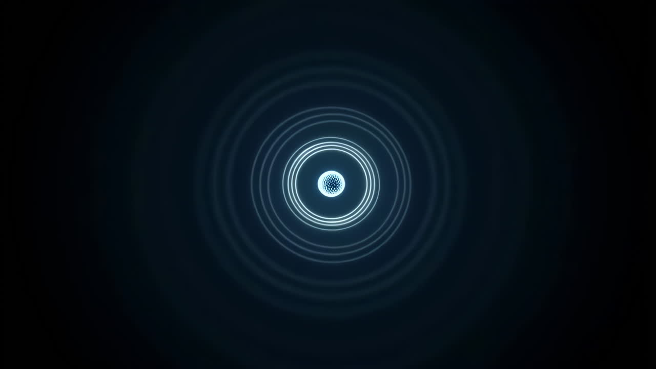 Abstract Blue Glowing Sphere with Concentric Light Rings