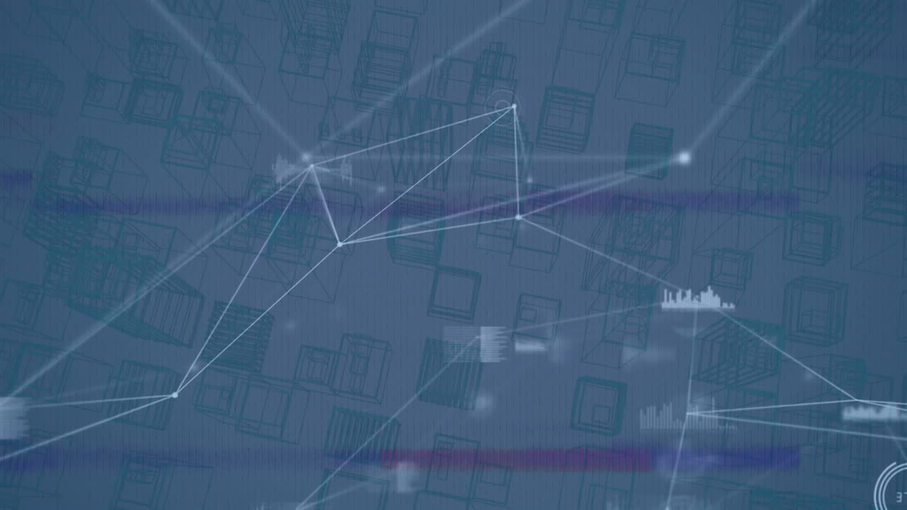 Animation of network of connections and data processing over binary coding binary coding