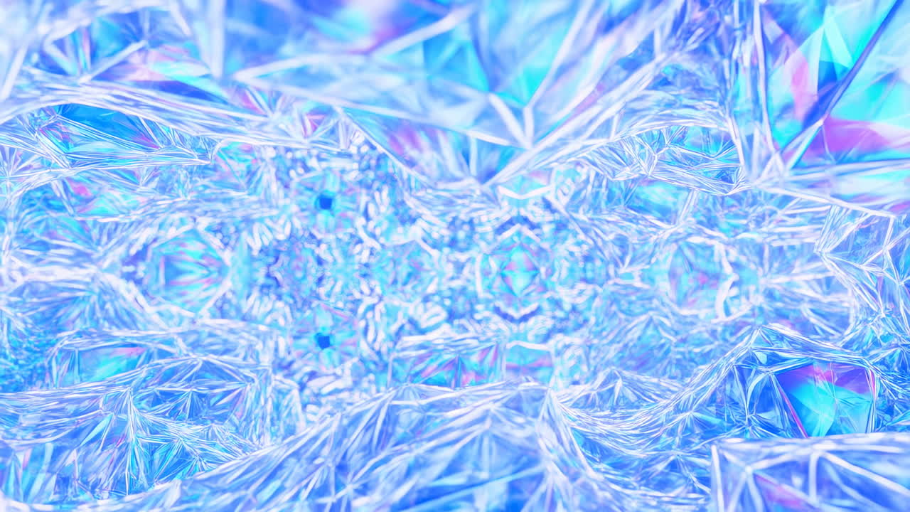 抽象的で、きらめく虹色のクリスタル万華鏡パターンループ