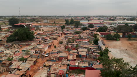 pan right, drone, centrality of zango, luanda, angola, africa, contrasts, musseque versus new centrality