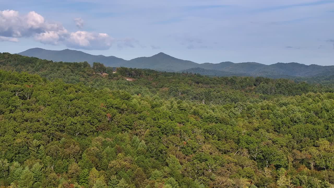 Drone view of hills and mountains near Murphy North Carolina