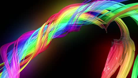 4k colorida animación en bucle de una cinta de colores arco iris con luz de neón moviéndose en un círculo como fondo abstracto con líneas y cintas. luma matte está incluido como canal alfa para la composición. 41