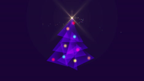 animación de un árbol de navidad púrpura brillante y decoraciones de navidad sobre un fondo púrpura