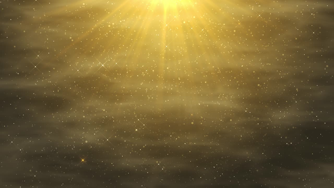 Golden blinking particles glowing under radiant sun light creating sparkling starry atmosphere for