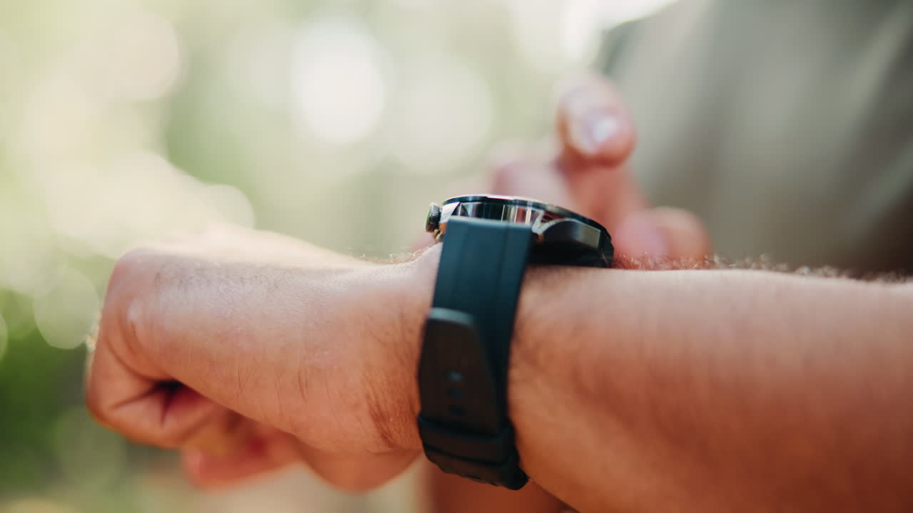 Close-up of Hand Interacting with Smartwatch