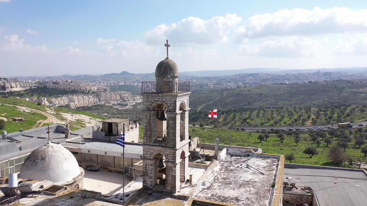 el monasterio de elías y belén en el fondo, vista aérea