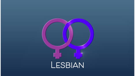 animation of moving blue and pink lesbian symbol on blue background