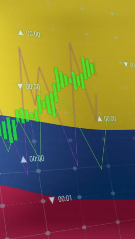 animación de la bandera de colombia sobre el procesamiento de datos