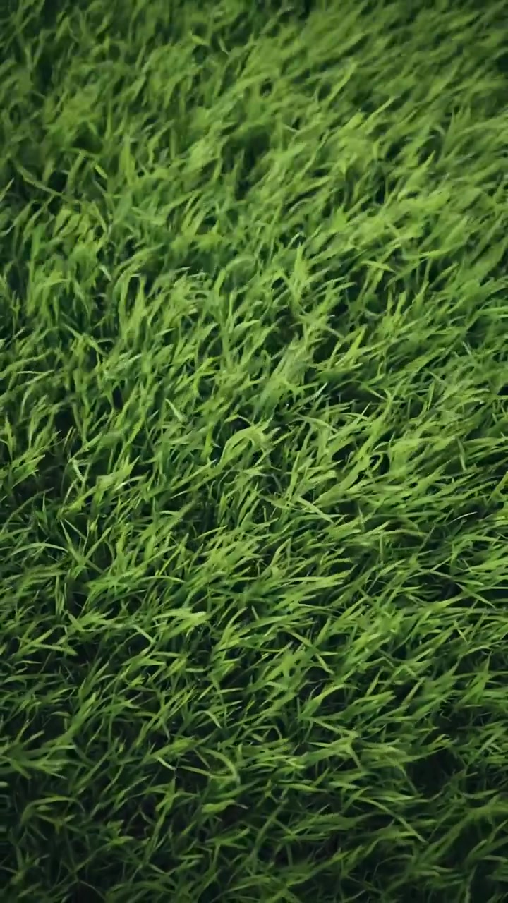 Erba verde vibrante che ondeggia al vento
