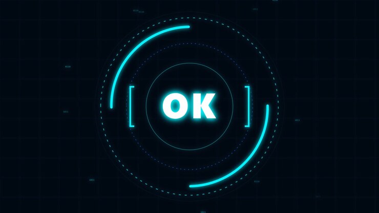Digital HUD Interface Displaying OK Status Message