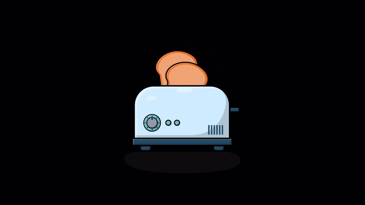 Animated Toaster with Slices of Bread Popping Out