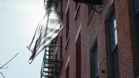 urban building with flags