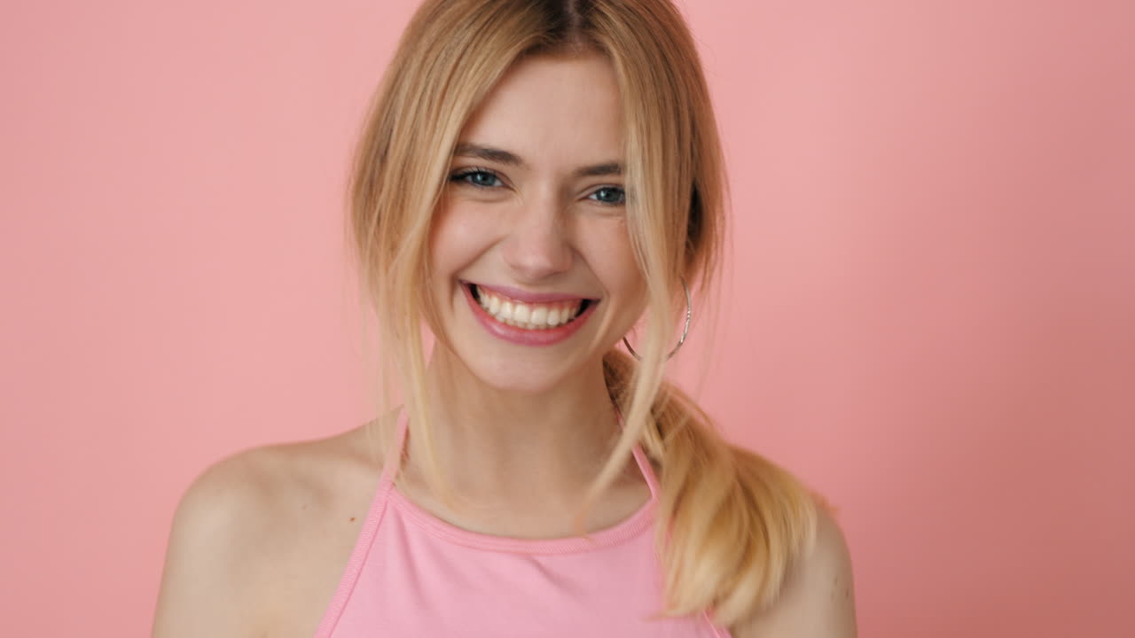 Happy Woman with Pink Sunglasses