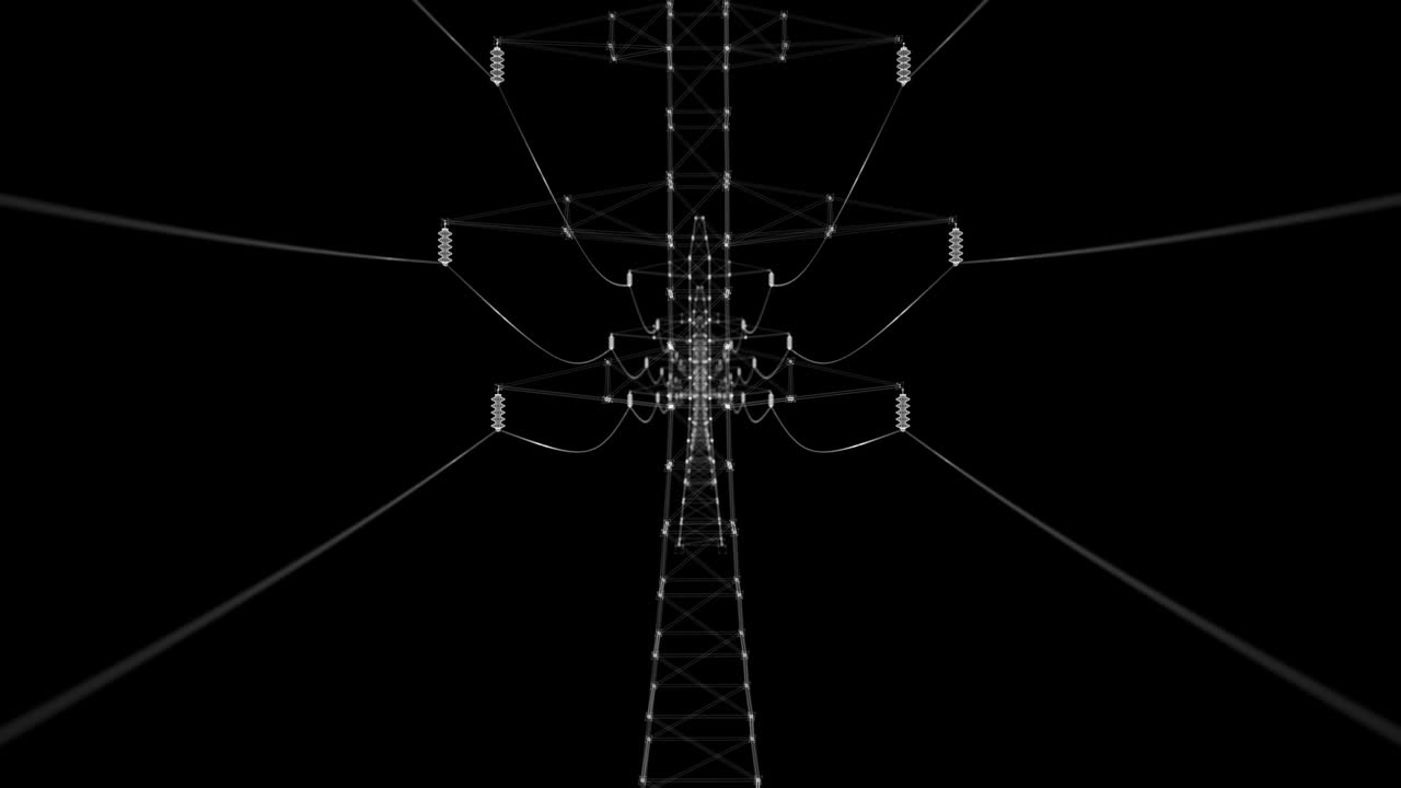 holograma de torres eléctricas de alta tensión. concepto de energía y tecnología