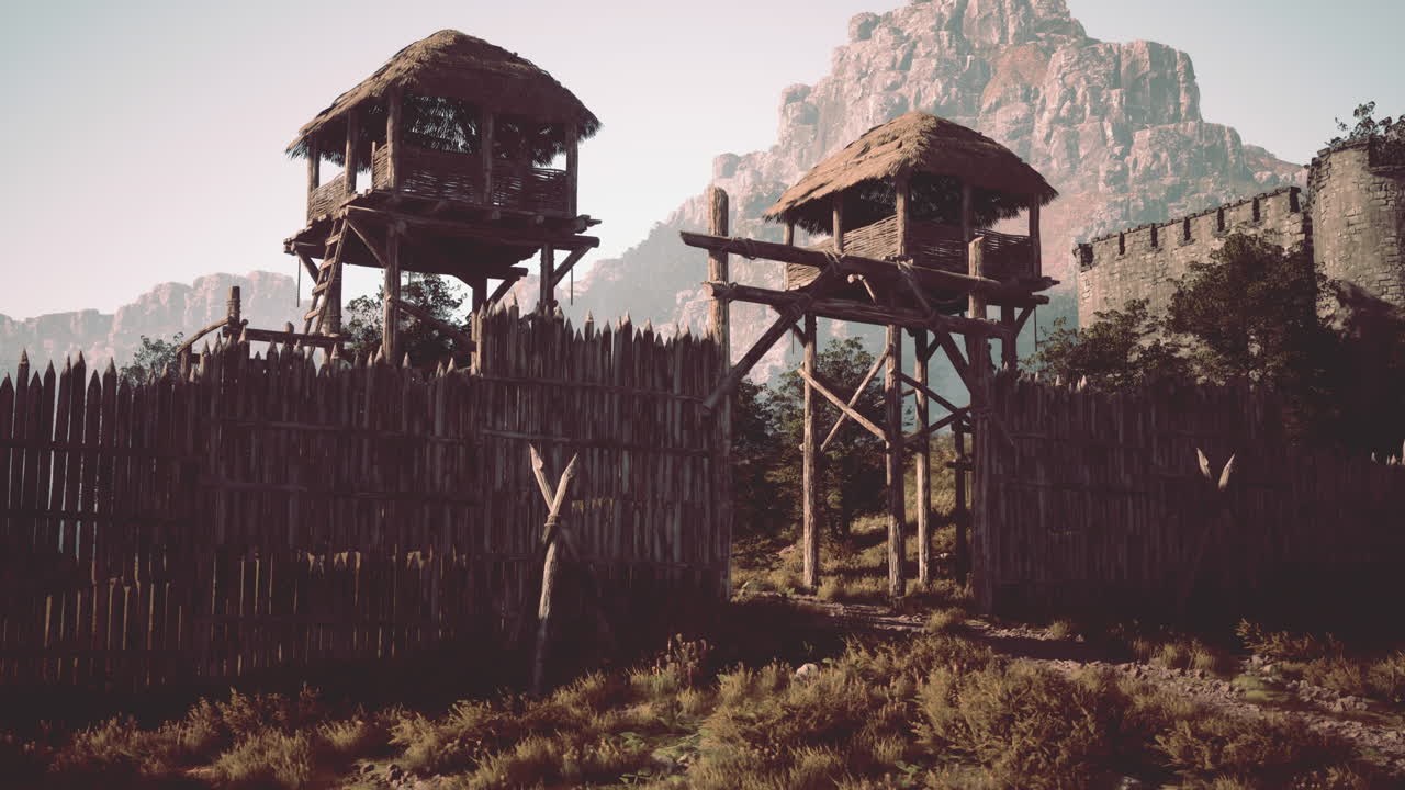 Medieval wooden gate of a knight's castle