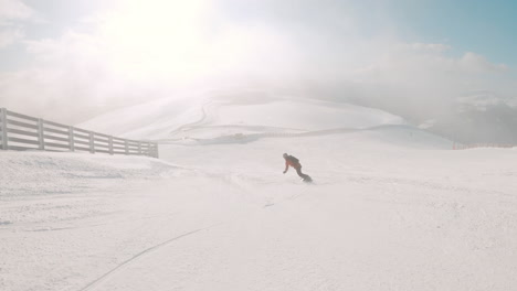 snowboarding in the mountains