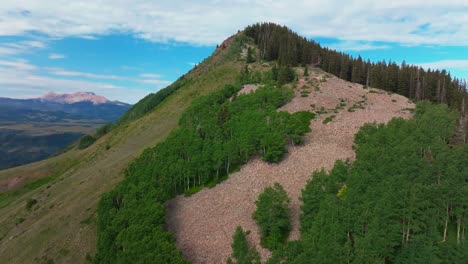 summer last dollar road mount sneffels wilderness san juan rocky mountains aerial drone telluride airport four wheel drive box canyon colorado uncompahgre forest landscape forward motion