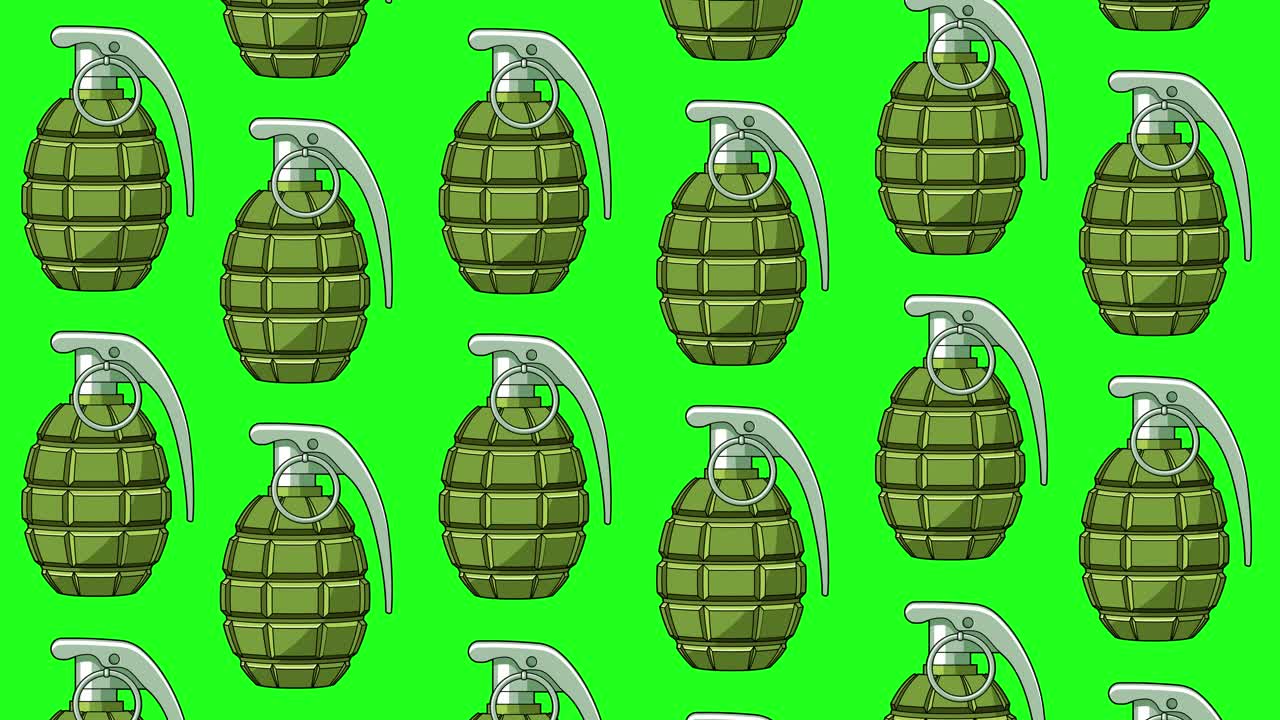 падение гранаты через зеленый экран