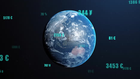 animation of data processing over globe on black background