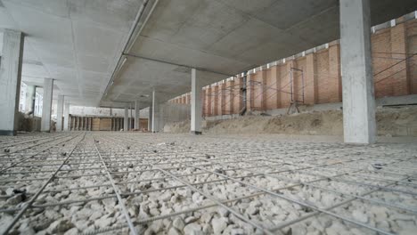 rebar lathing on sand and crushed stone for concrete reinforcement and strength