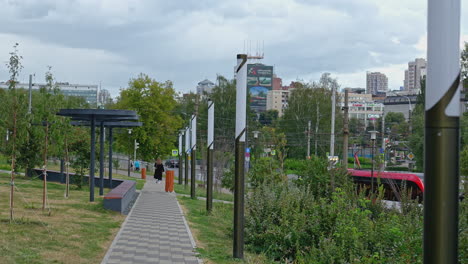 city park with modern lighting