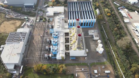 advanced thermal treatment plant power station hoddesdon hertfordshire uk high point of view aerial drone view