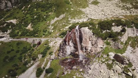 Waterfall-Stein-Glacier-in-the-Urner-Alps-Switzerland-4K-drone-flight