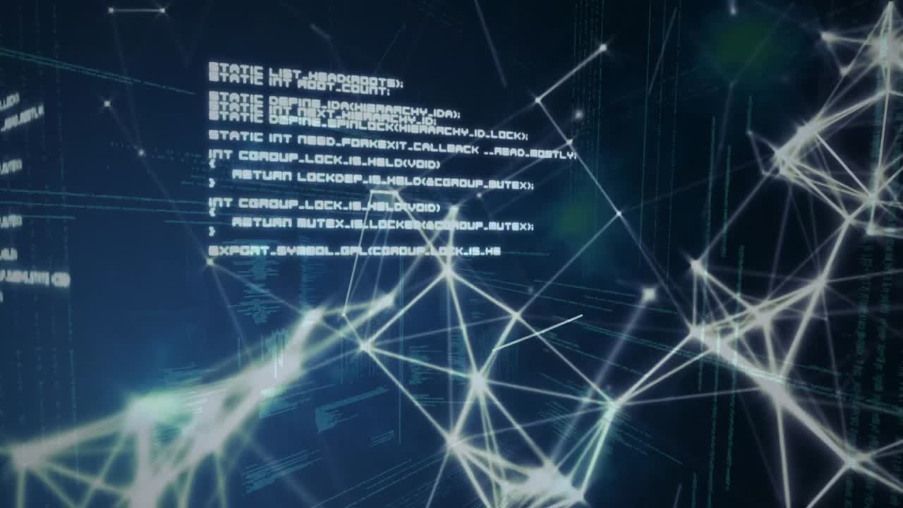 Science Composition Coded text in the background combined with animated triangles and