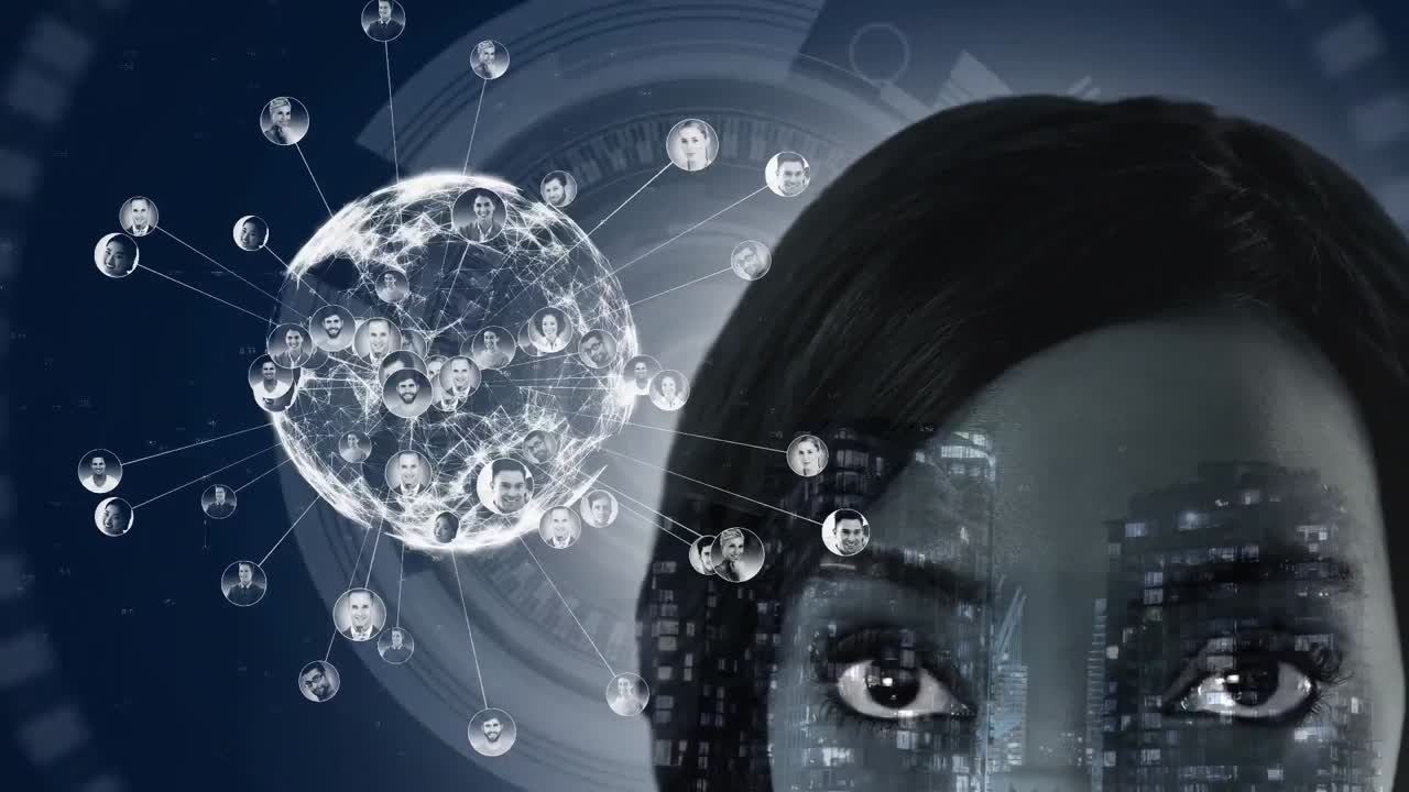 데이터 및 연결 네트워크와 함께 회전하는 지구