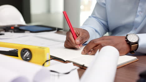 notas, escritura e ideas para el trabajo de construcción