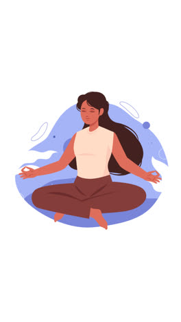 una animación de una gente plana orgánica meditando ilustración