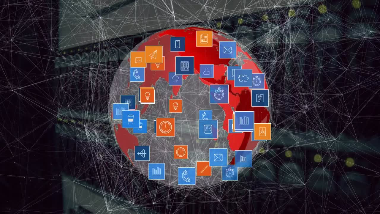 iconos de globos y aplicaciones digitales