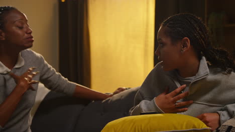 mother and daughter talking
