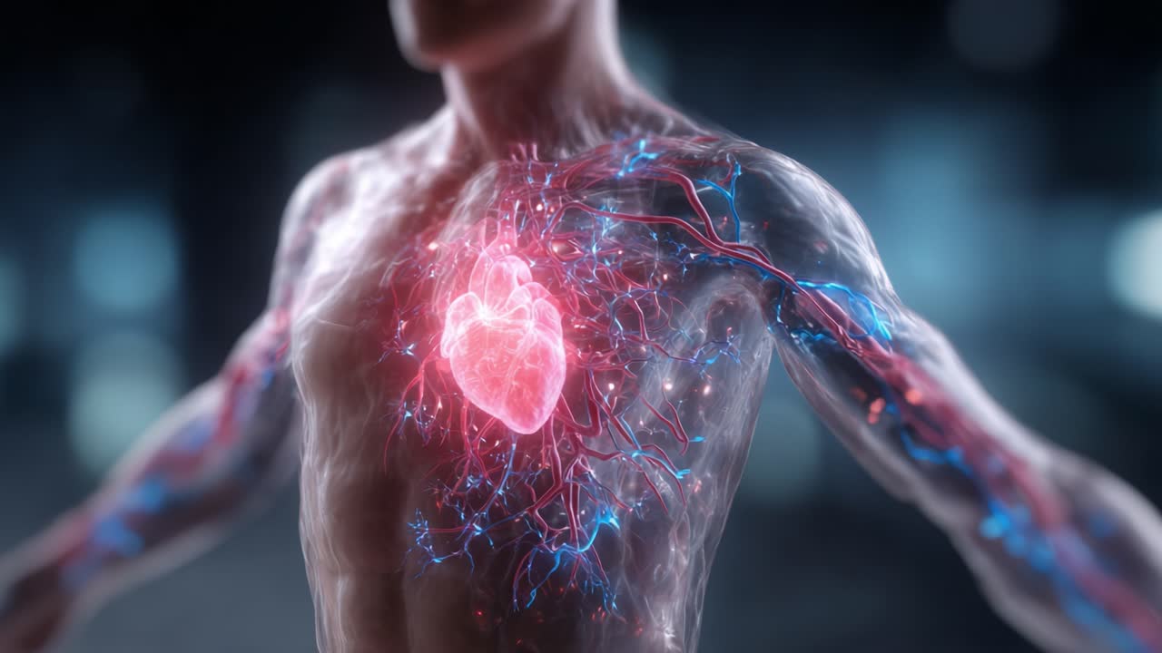 Anatomical Visualization of the Human Heart and Circulatory System Highlighting Life's Vitality and Interconnectedness Through Stunning 3D Graphics