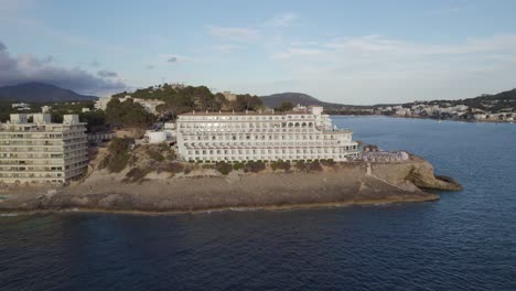 spanish coastline near santa ponsa in mallorca, spain - aerial drone shot