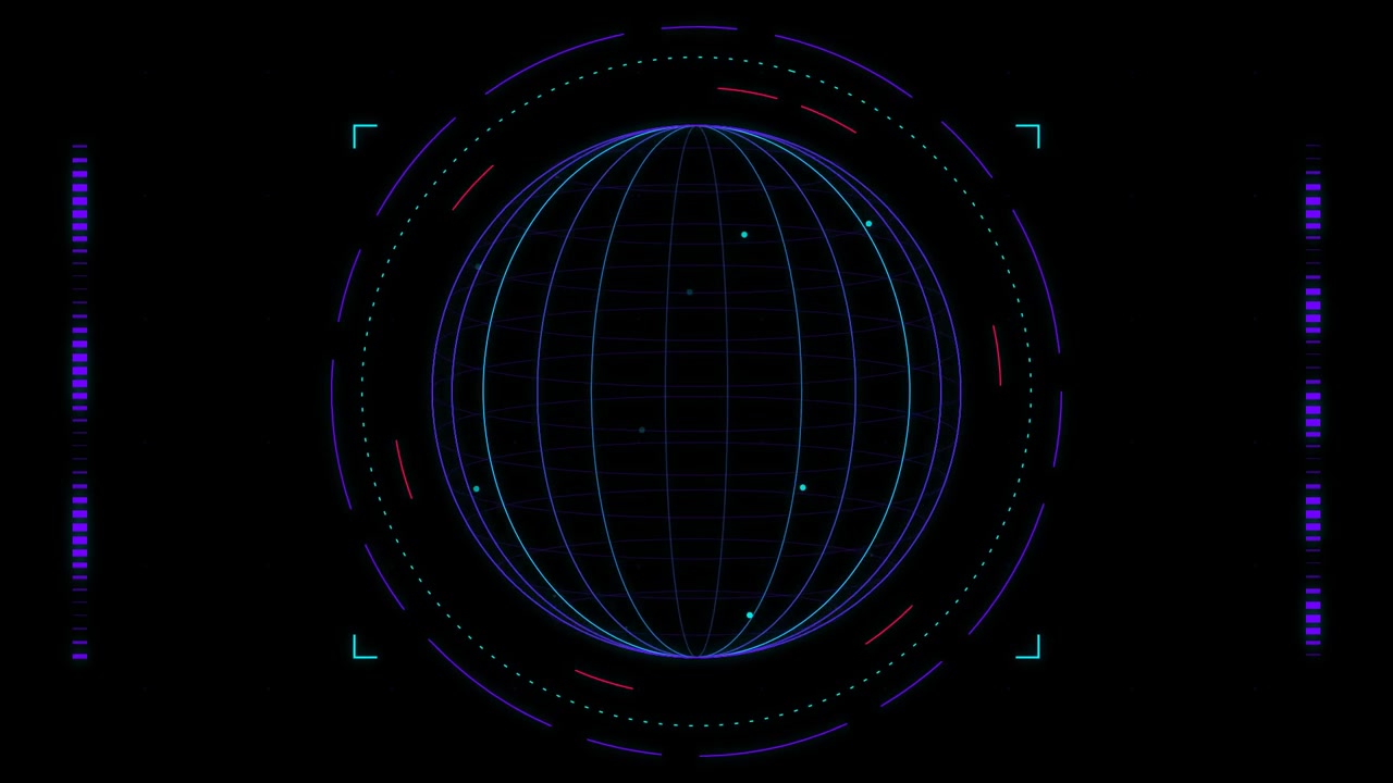 Digital Globe Hologram Interface with Rotating Grid Lines