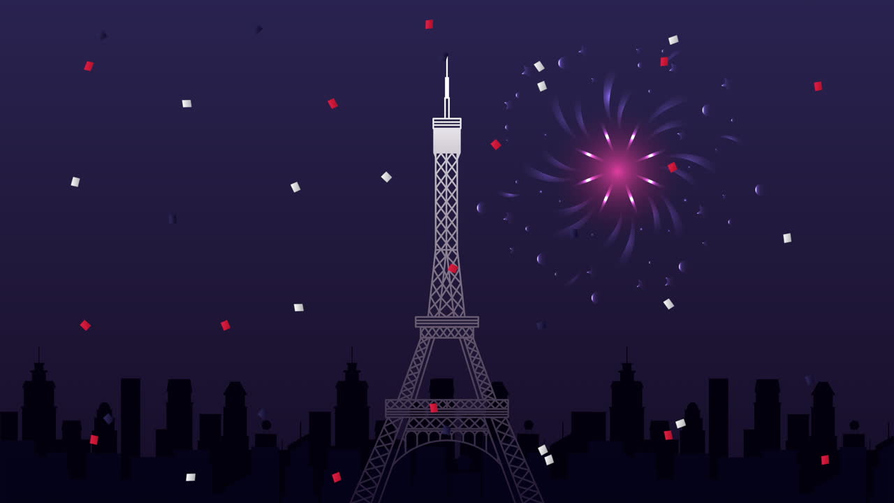 feliz celebración del día de la bastilla con la escena de la torre eiffel