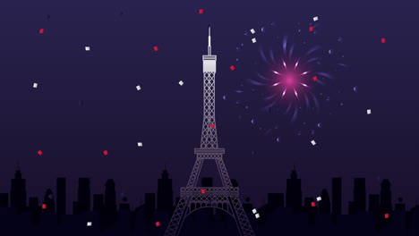 happy bastille day celebration with tower eiffel scene