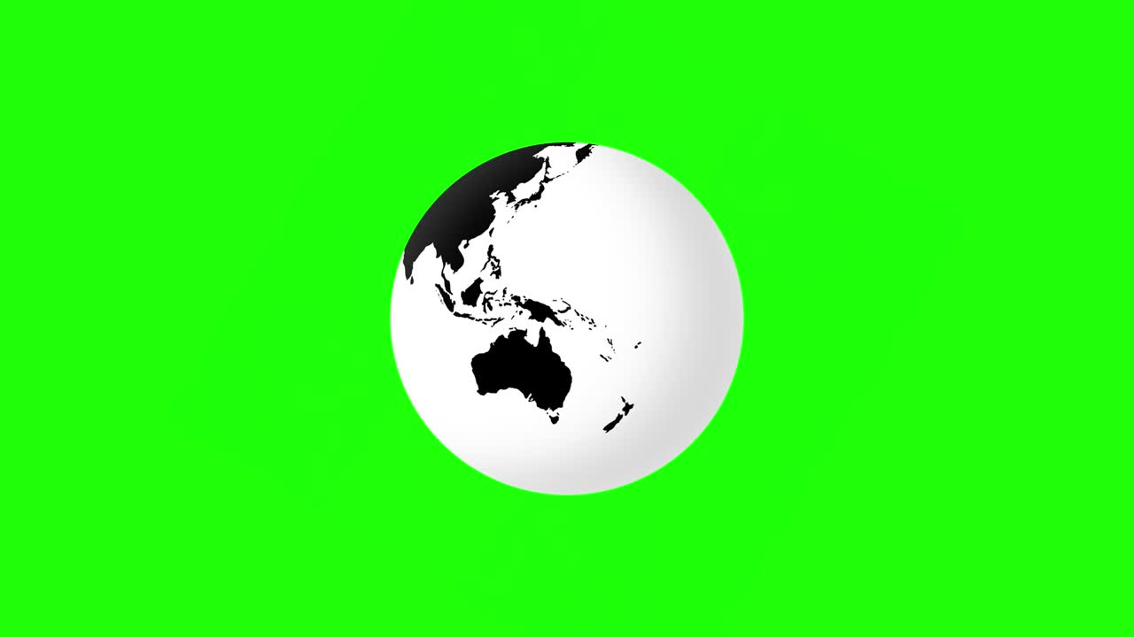 녹색 화면을 위해 녹색 배경에 검은색과 색 회전 지구를 역전