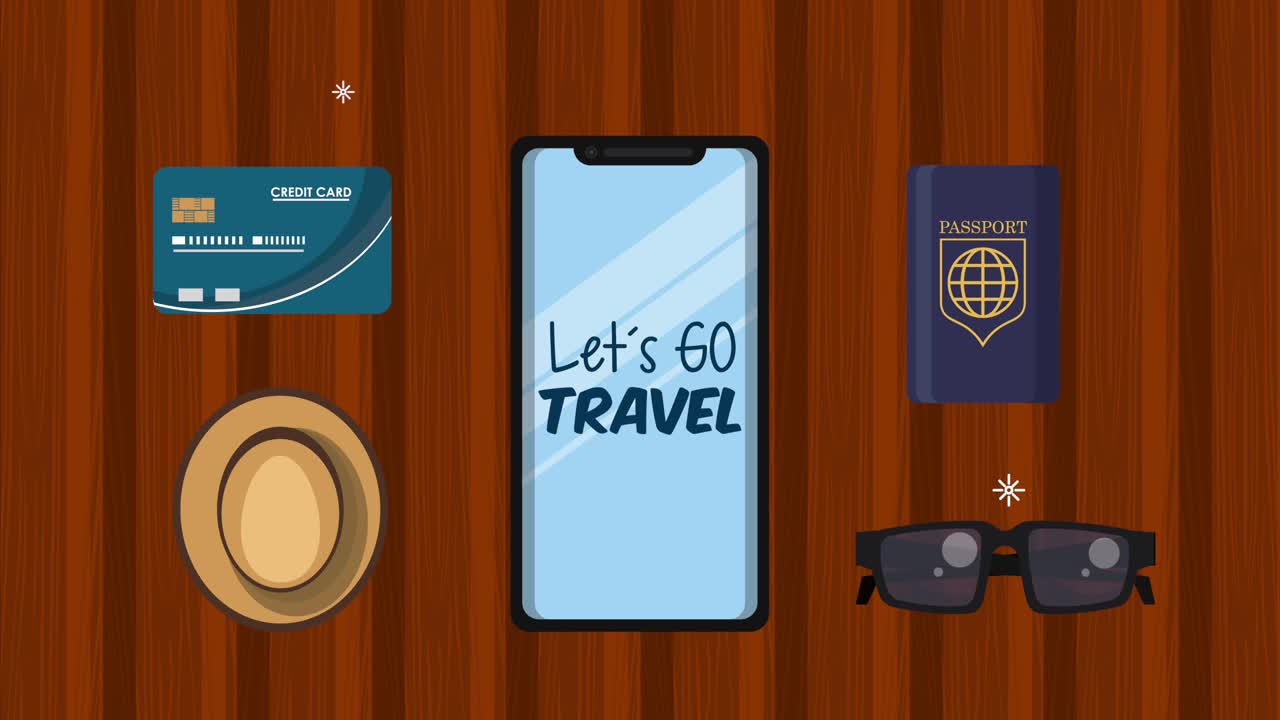 vamos a viajar letras en el teléfono inteligente con accesorios