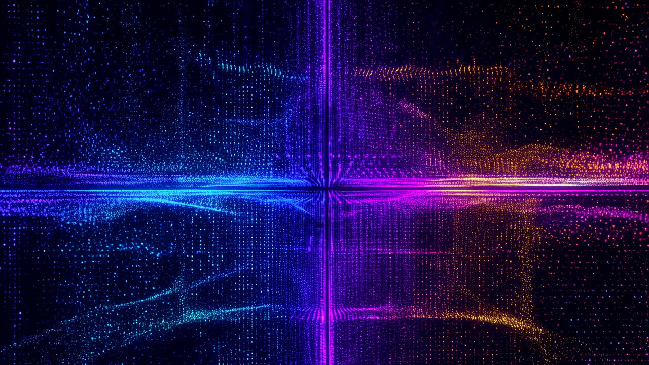 Futuristic Abstract Background of Moving Colorful Particles